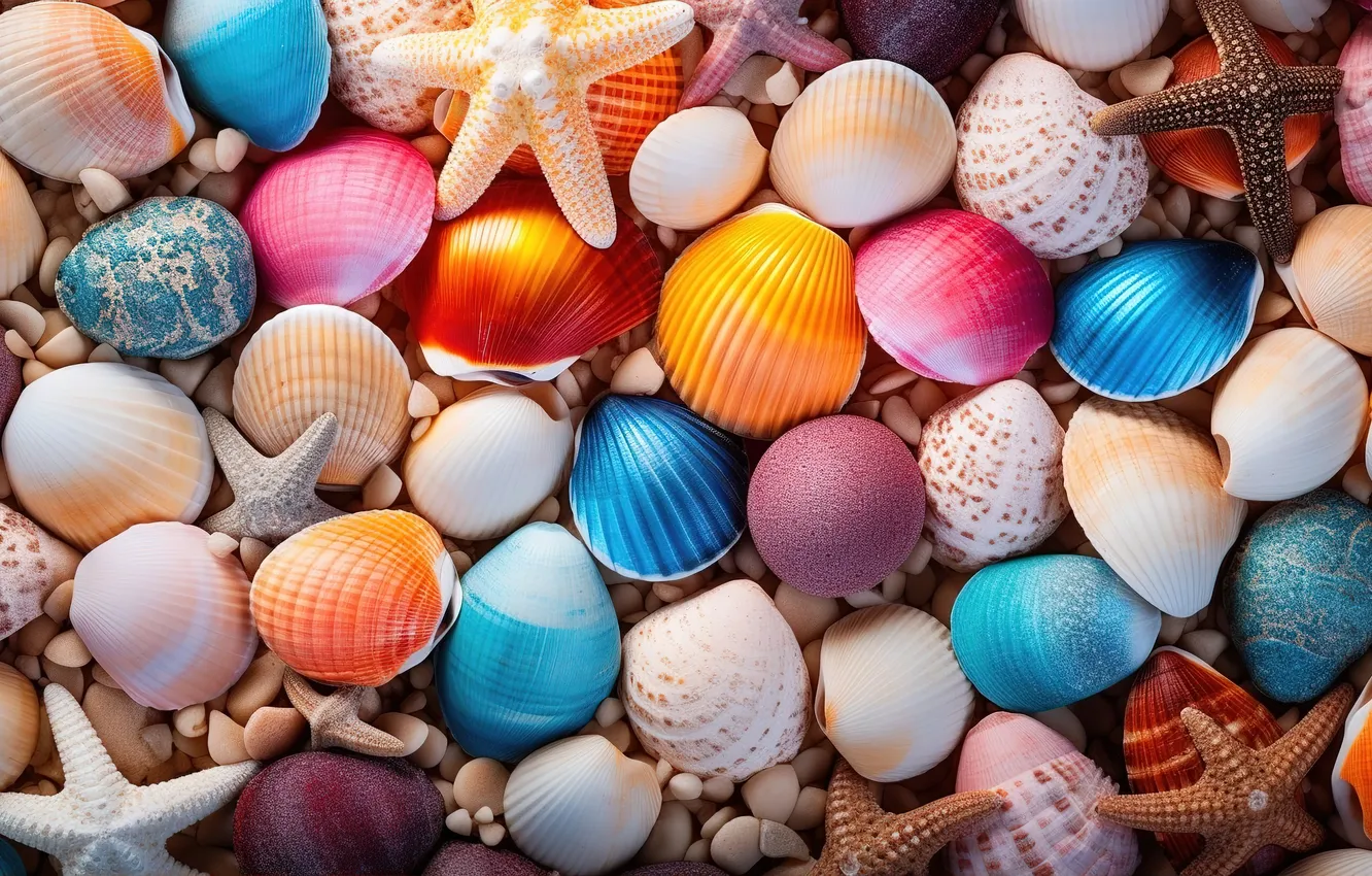 Фото обои пляж, галька, камни, фон, colorful, ракушки, beach, texture