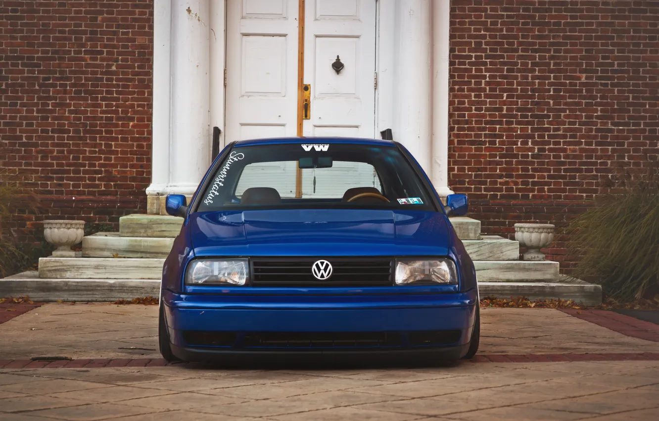 Фото обои синий, volkswagen, перед, гольф, golf, blue, фольксваген, MK3