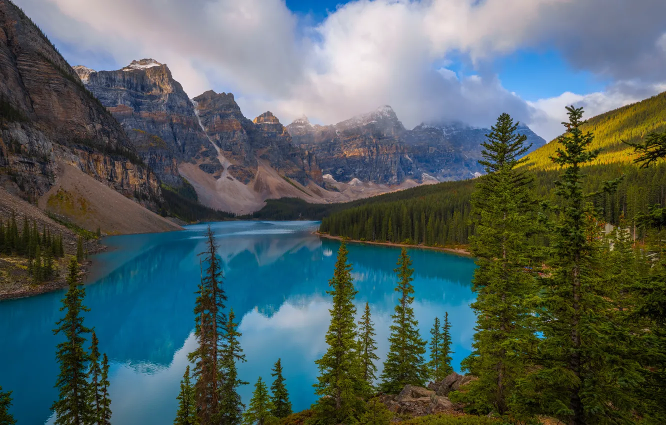 Фото обои облака, горы, озеро, Канада, Альберта, Banff National Park, парки