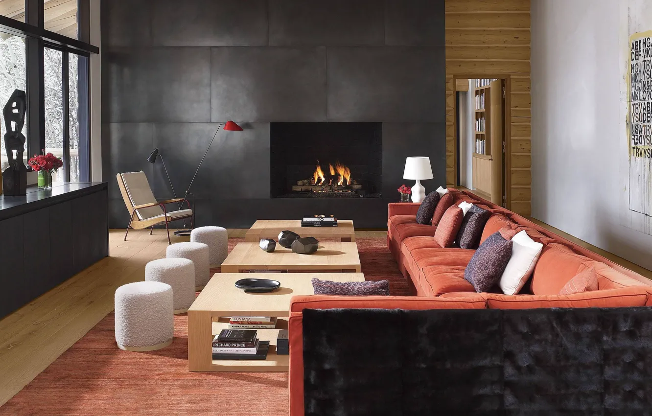 Фото обои дизайн, стиль, интерьер, камин, современная гостиная, modern living room