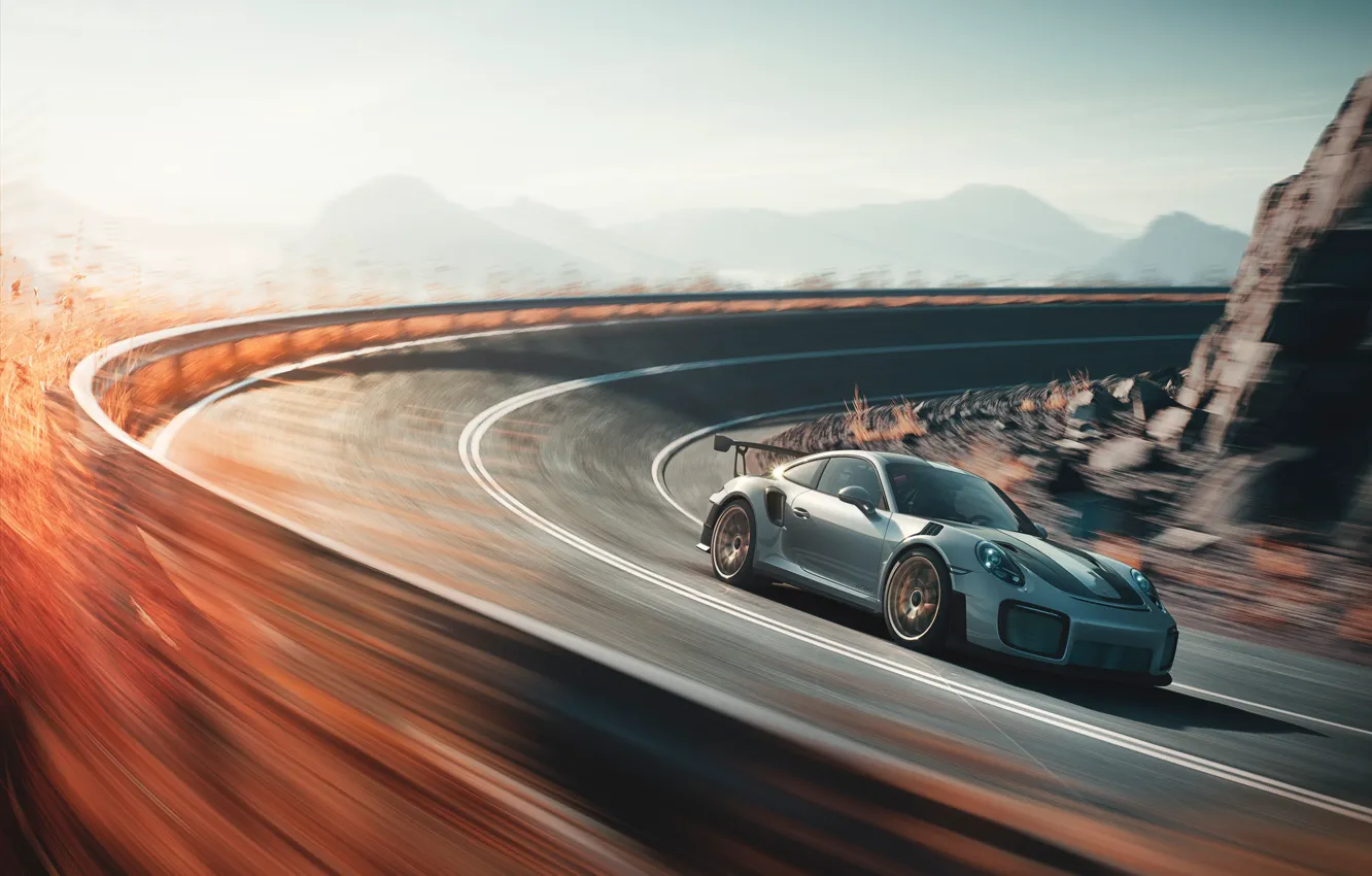 Фото обои скорость, 911, Porsche, 2018, GT2 RS