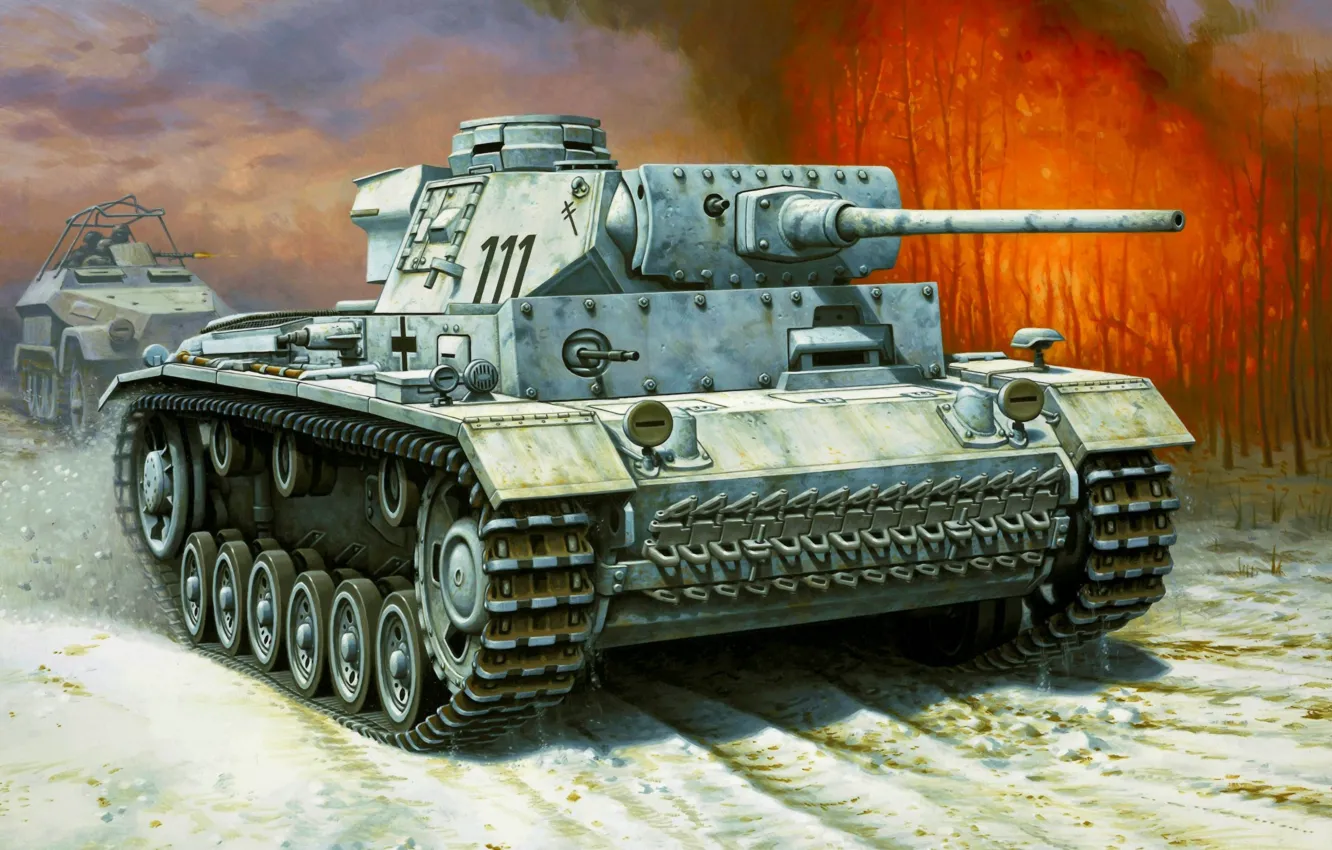 Фото обои war, art, tank, ww2, Pz.Kpfw. III Ausf. L