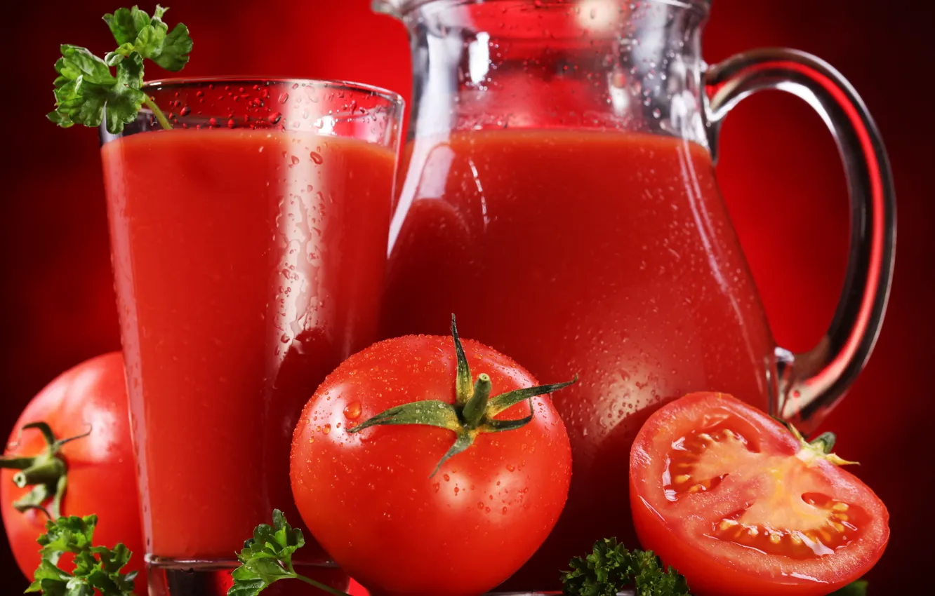 Фото обои красный, сок, томаты