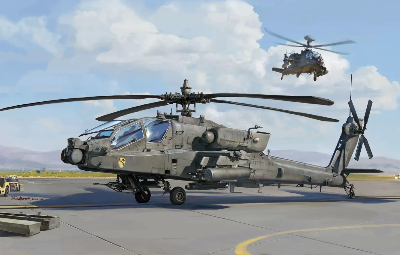 Фото обои США, US Army, ударный вертолет, Ju Hesong, AH-64E Apache Guardian Attack Helicopter