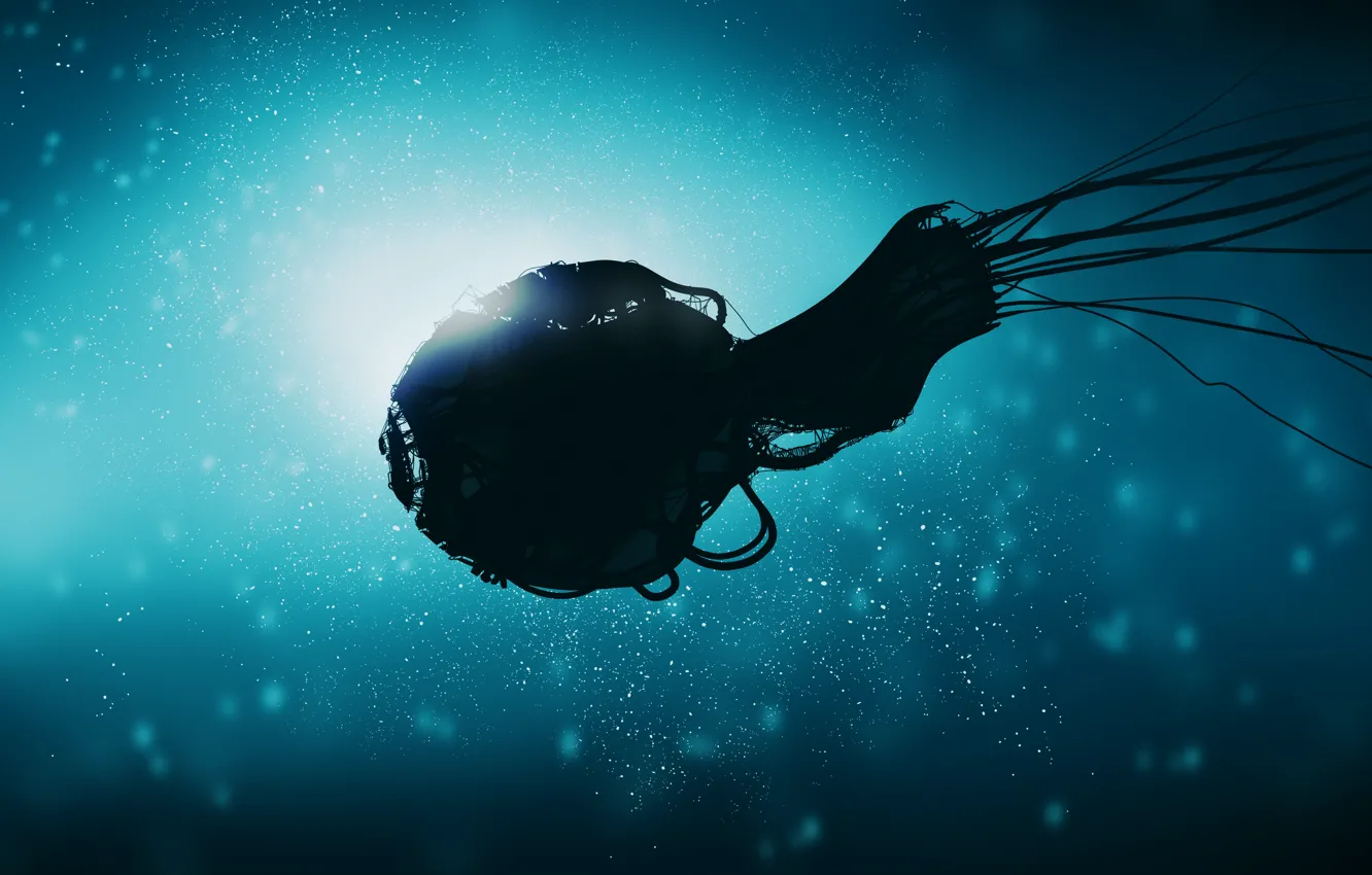Фото обои фантастика, корабль, медуза, под водой, постапокалипсис, by Gracile