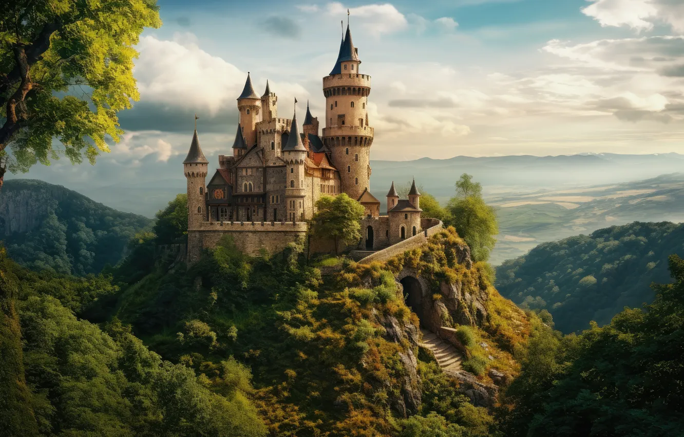 Фото обои пейзаж, замок, landscape, beautiful, старинный, castle, ancient