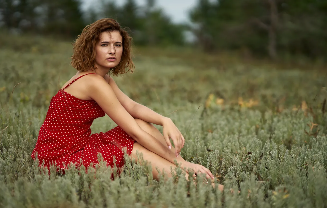 Фото обои dress, redhead, look, floor