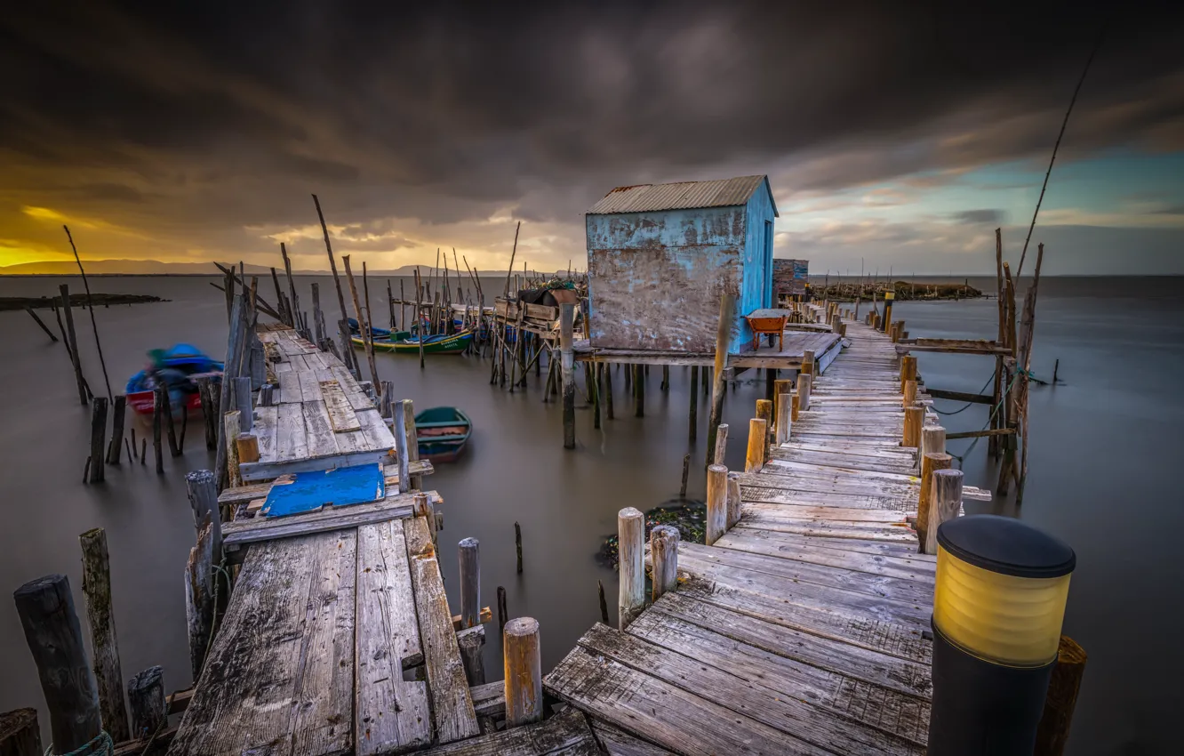 Фото обои море, мост, природа