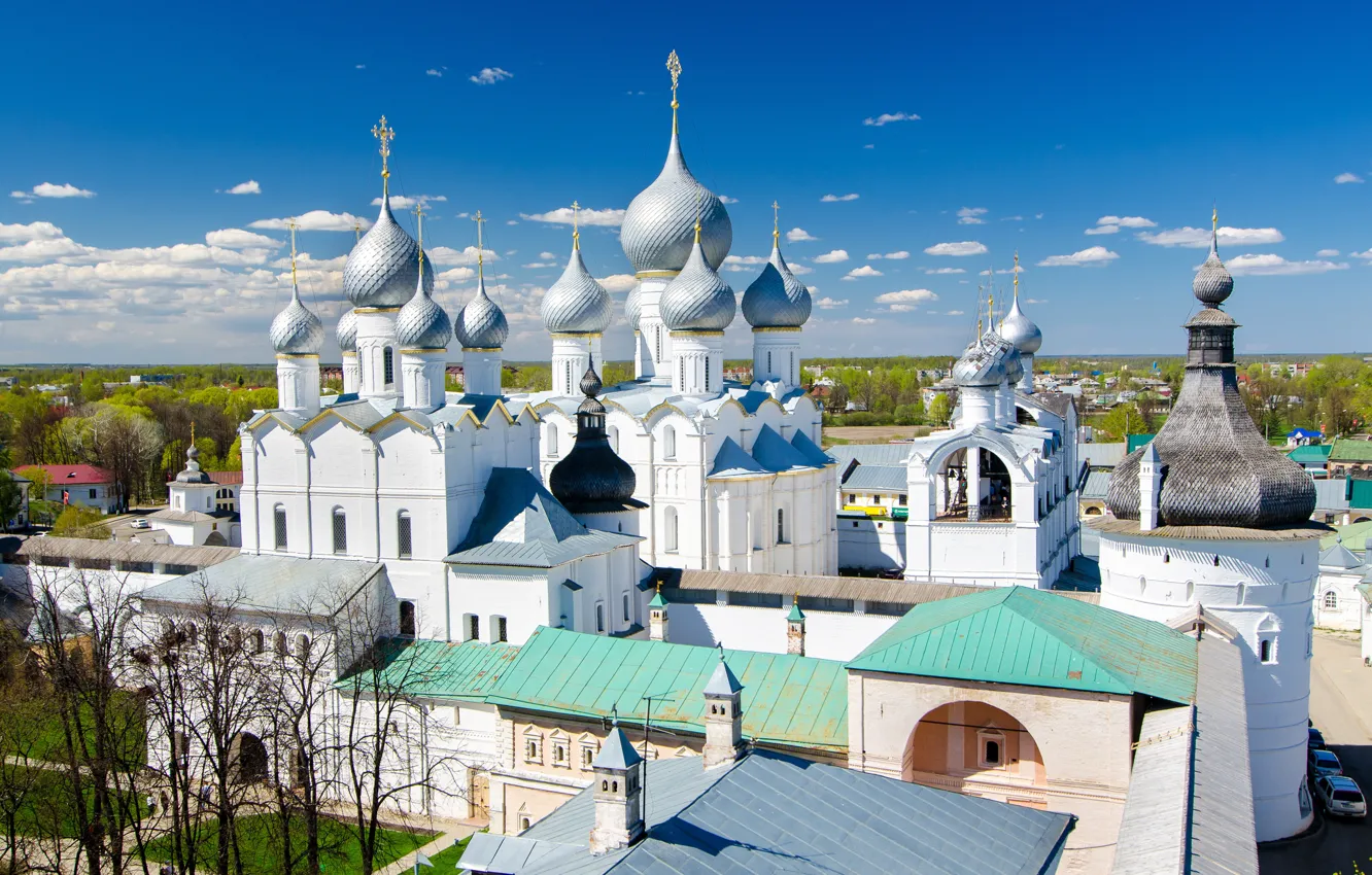 Фото обои весна, церковь, панорама, храм, Ростов