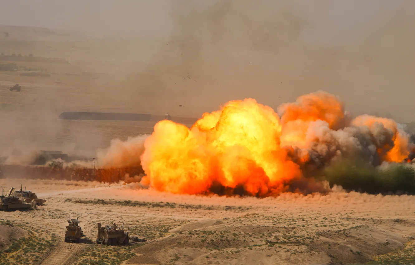 Фото обои взрыв, explosion, танки, abrams, афганистан, абрамс, afghanistan