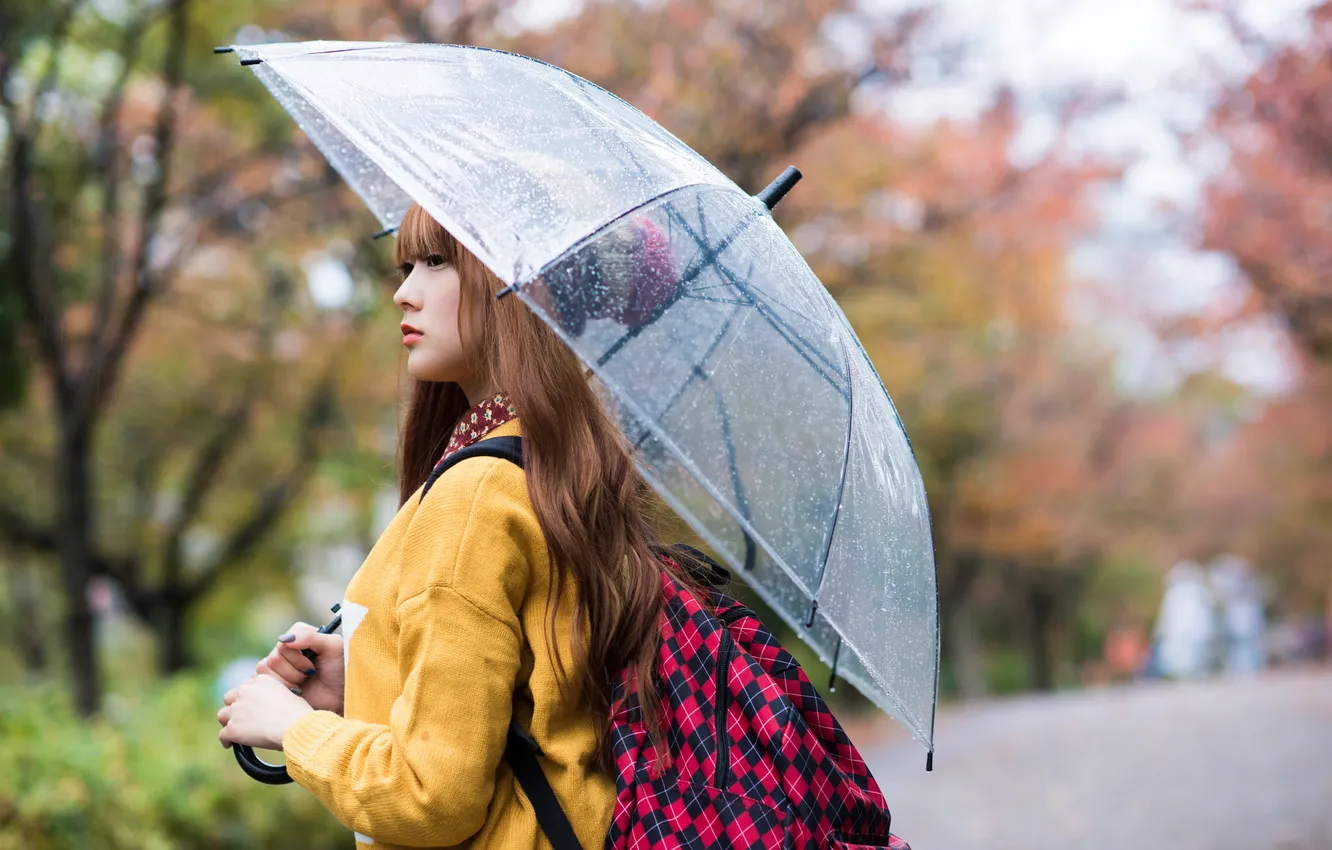 Фото обои лицо, зонтик, фон, азиатка