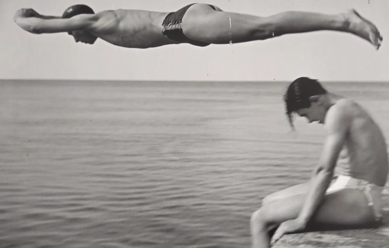 Фото обои 1951, black white, retro photography, Il Tuffatore (The Diver), Nino Migliori