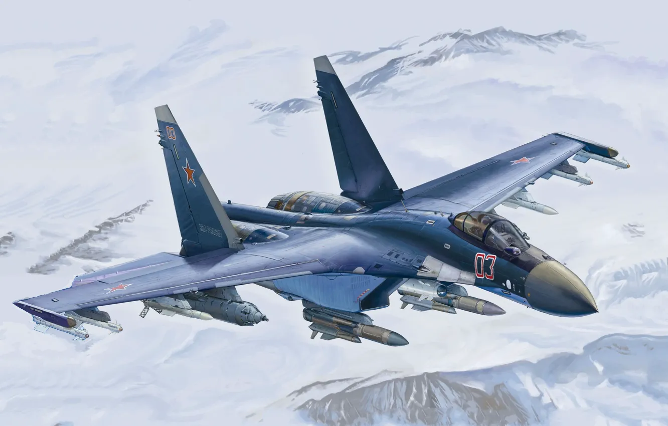 Фото обои Россия, Су-35С, ВКС России, Боевой самолёт