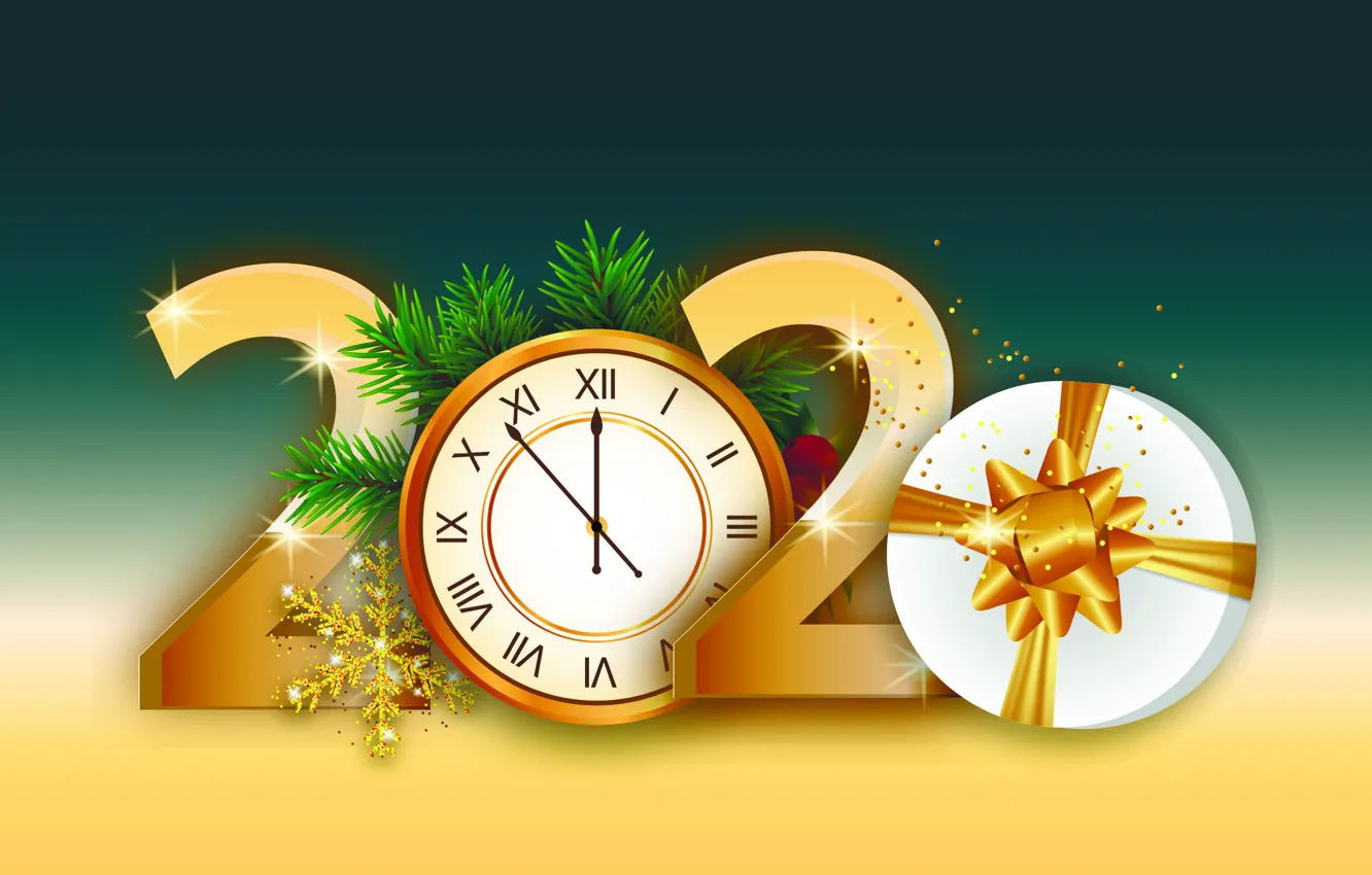 Фото обои стрелки, Новый год, циферблат, 2020