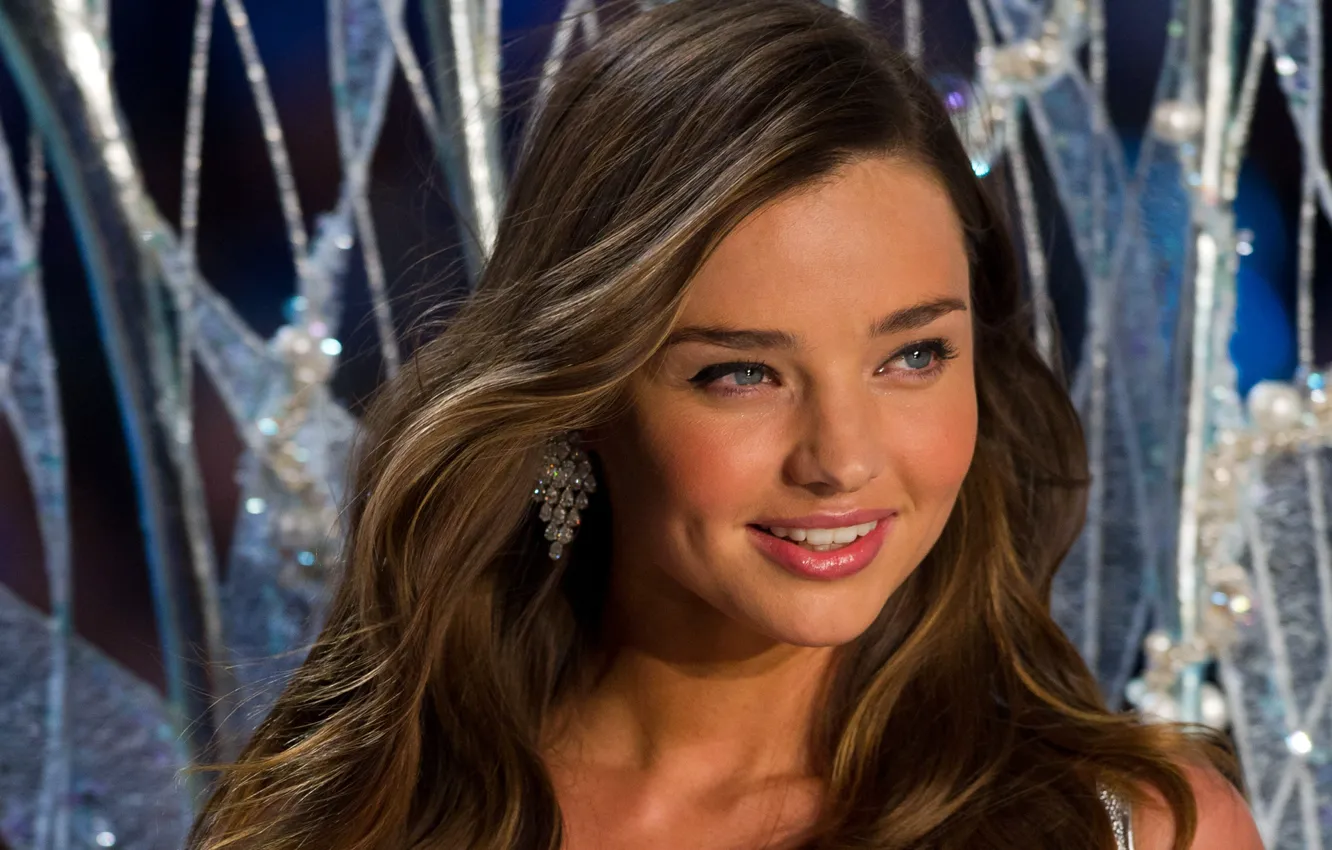 Фото обои взгляд, лицо, модель, шоу, мода, Miranda Kerr, Victoria's Secret