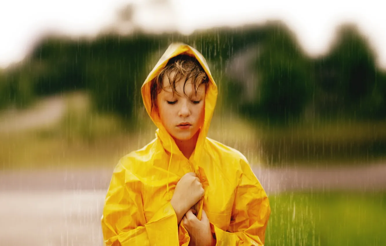 Фото обои дождь, настроение, девочка