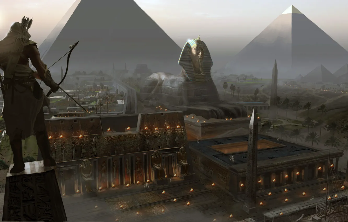 Фото обои компьютерная игра, Assassin’s Creed Origins, Eddie Bennun, Плато Гиза
