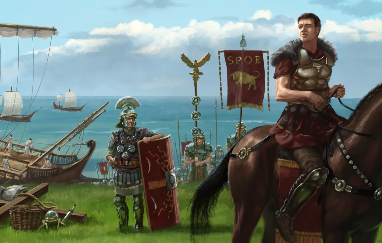 Фото обои Арт, SPQR, Центурион, Римские легионеры, Древнеримская армия