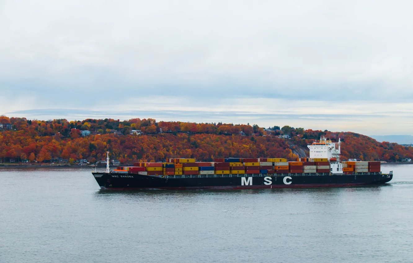 Фото обои autumn, ship, autumn colors, containers