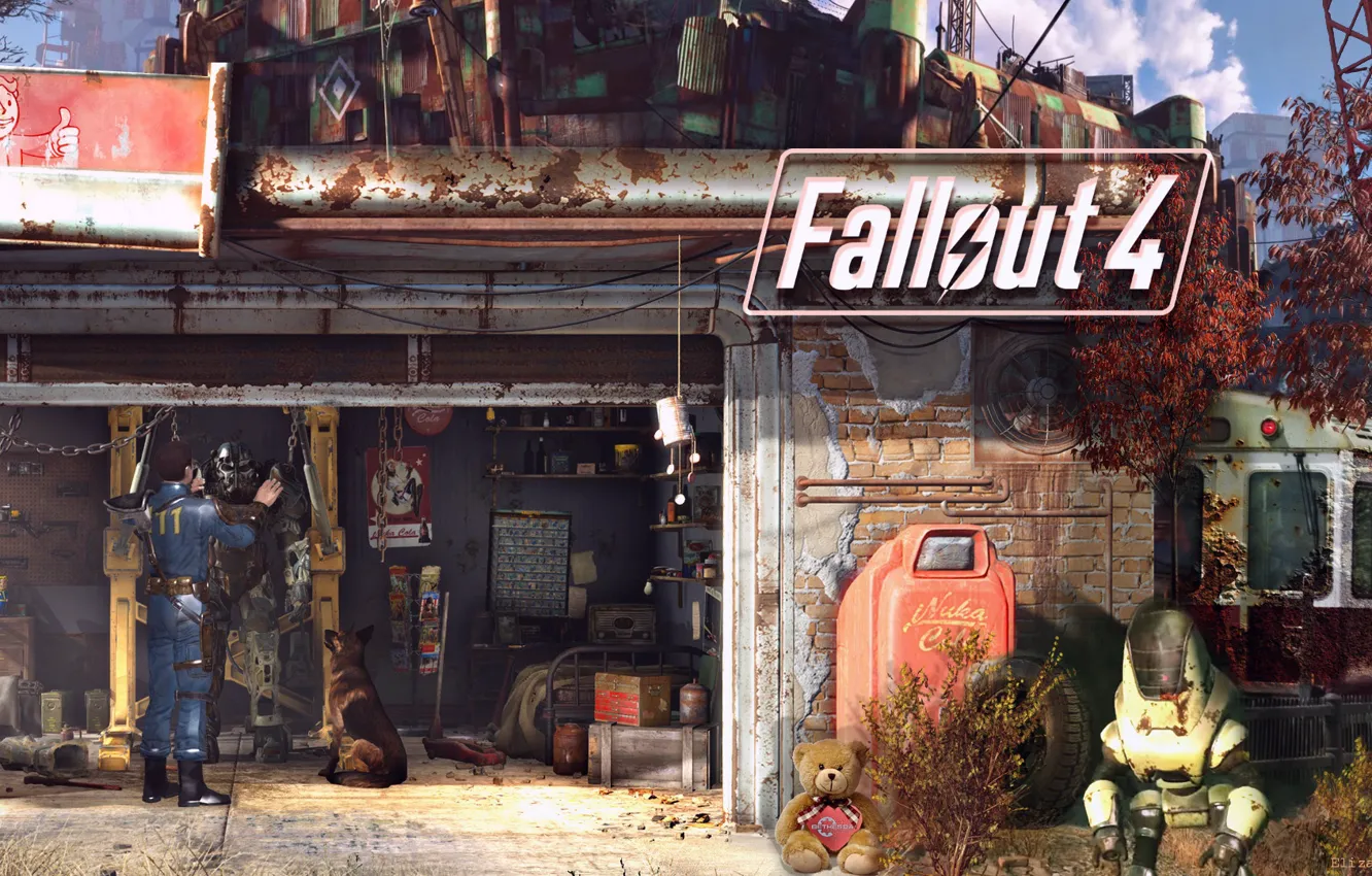 Фото обои собака, станция, атмосфера, Броня, экипировка, Bethesda Softworks, Bethesda Game Studios, Fallout 4