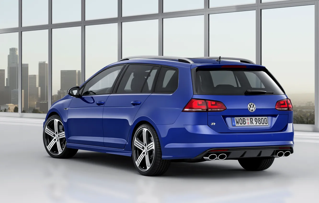 Фото обои синий, Volkswagen, сзади, универсал, 2014, Golf R Estate