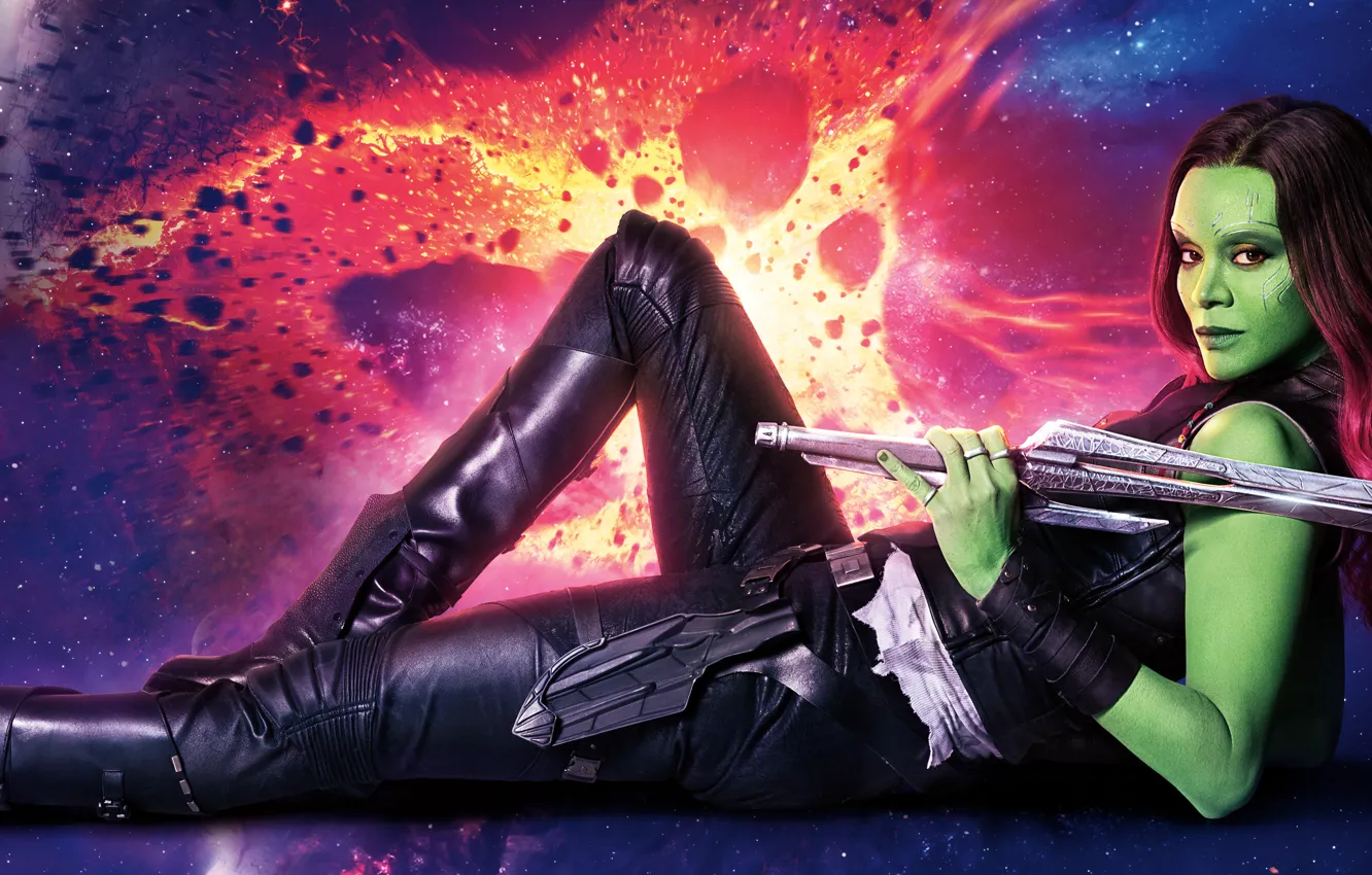 Фото обои Marvel, Movie, Gamora, Guardians Of The Galaxy Vol. 2