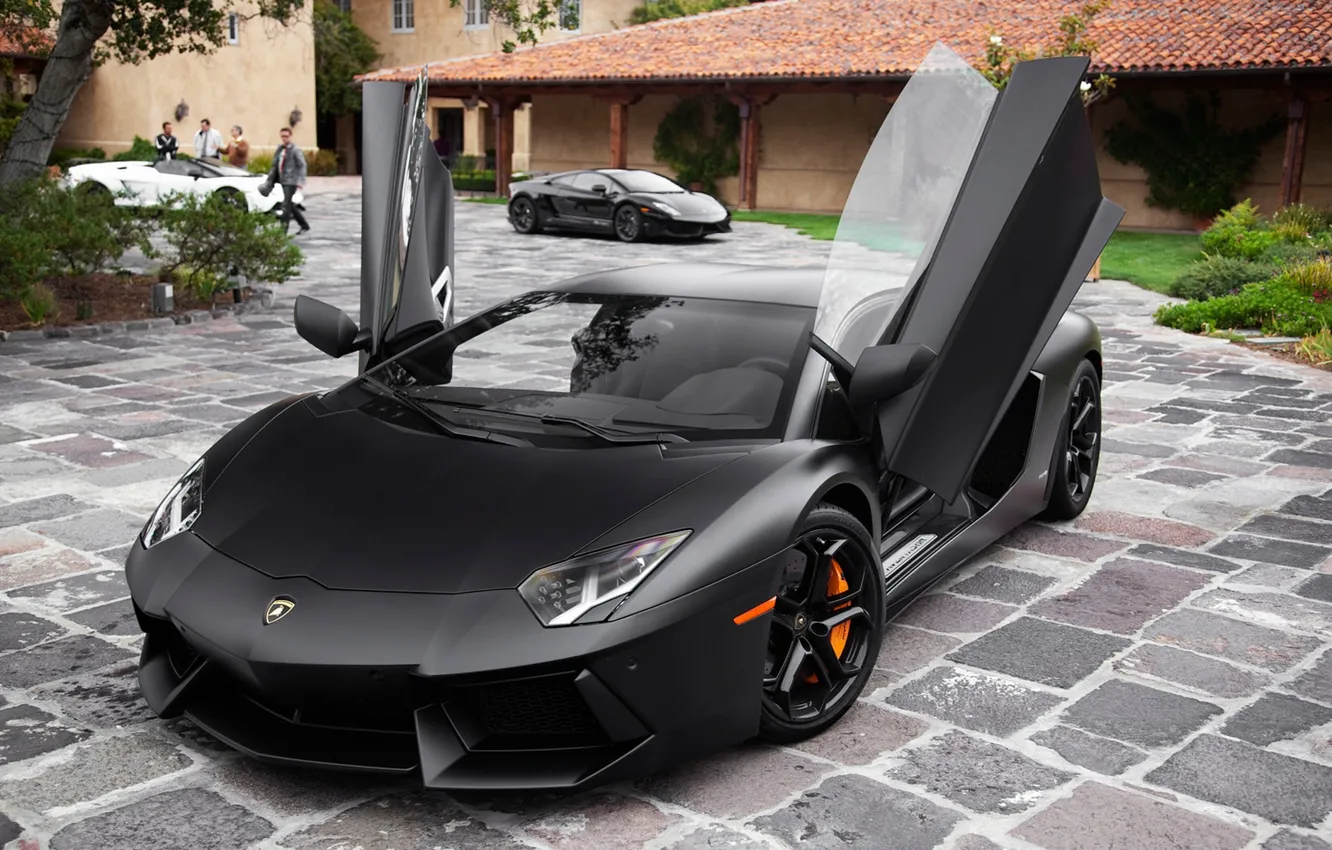 Фото обои Lamborghini, sport car, Lamborghini-Aventador, ламба, черная ламба