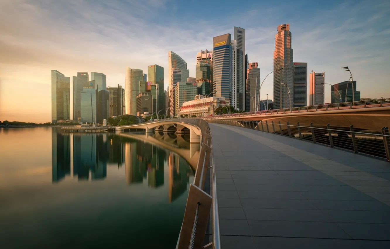 Фото обои город, океан, Сингапур, Singapore, Singapore city