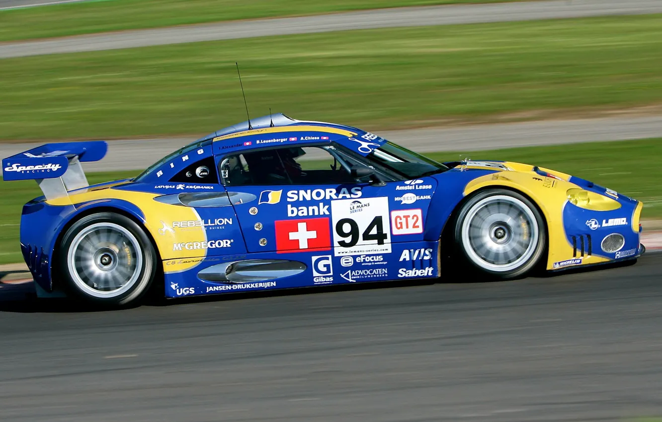 Фото обои гонка, скорость, 2008, трек, Spyker, спортивный автомобиль, Laviolette, Spyker C8 Laviolette GT2R