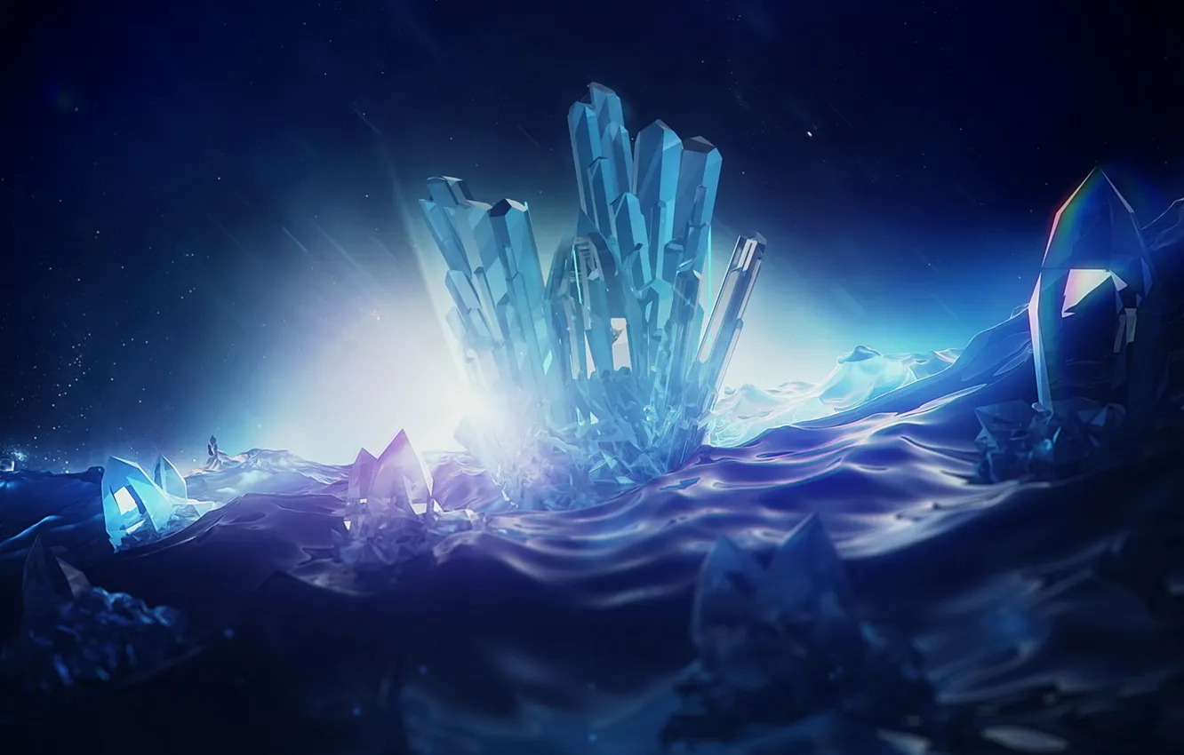 Фото обои свет, блеск, кристаллы, Лёд