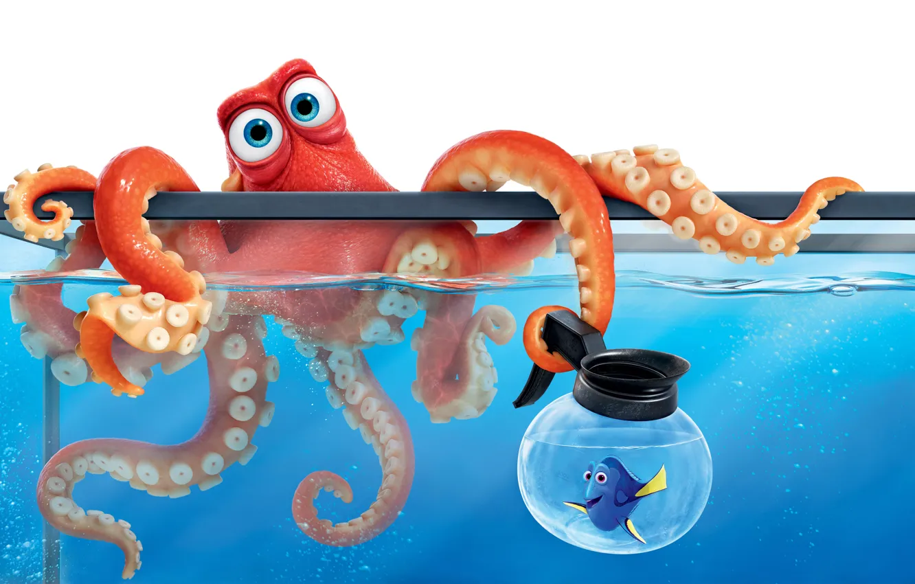 Фото обои мультфильм, аквариум, рыбка, осьминог, Дори, Finding Dory, В поисках Дори