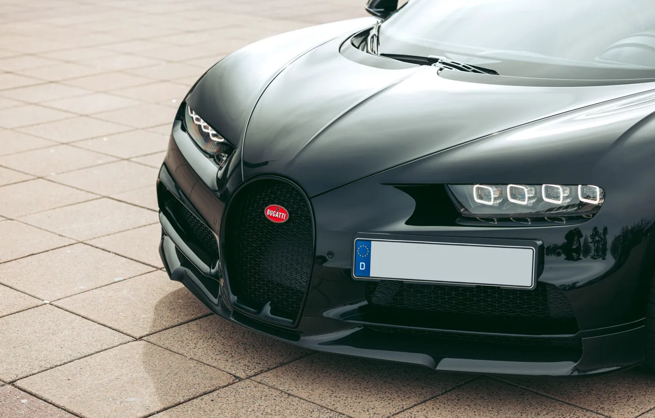 Фото обои Bugatti, close-up, front, headlights, Chiron, Bugatti Chiron