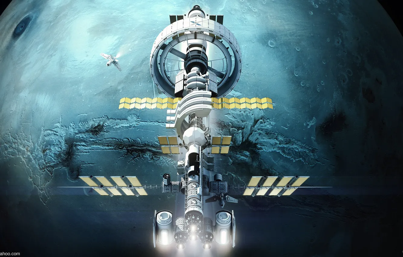 Фото обои планета, станция, Spaceship concept