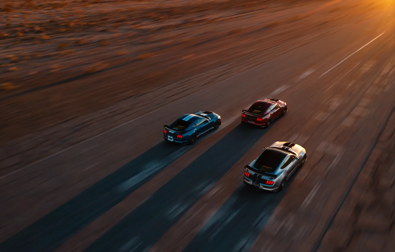 Фото обои скорость, Mustang, Ford, Shelby, GT500, вид сверху, 2019