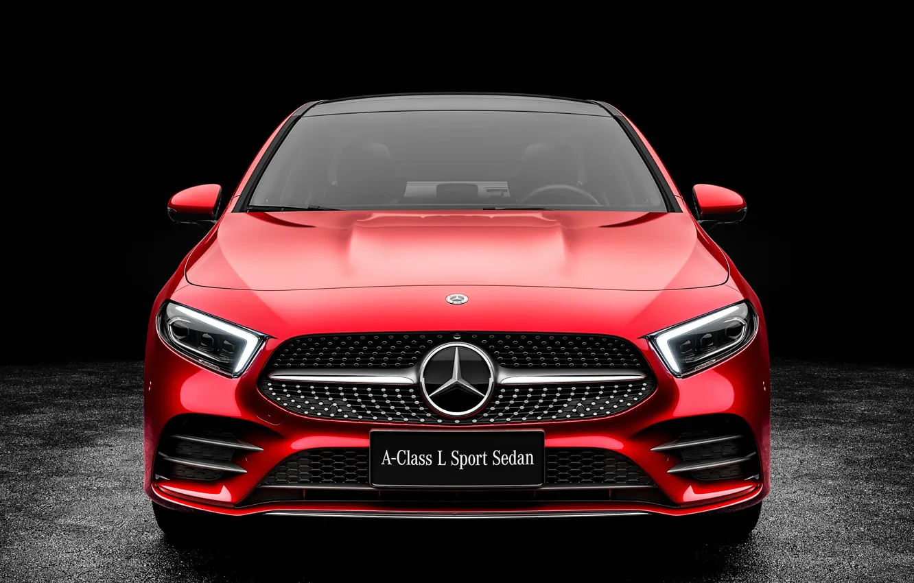 Фото обои Mercedes-Benz, вид спереди, Sedan, A-Class, 2019, A200, L Sport