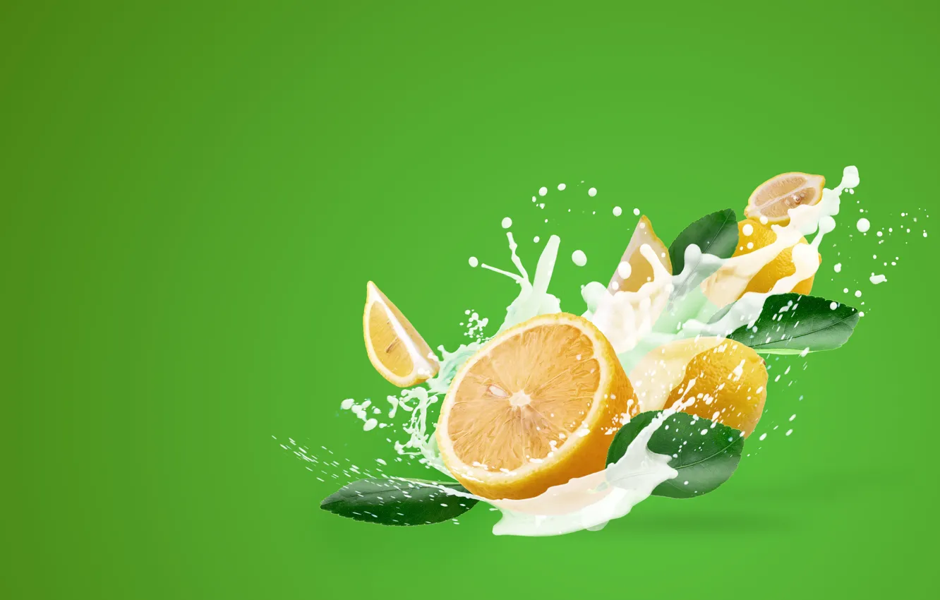 Фото обои лимон, всплеск, молоко, цитрус, Sirichai Asawalapsakul