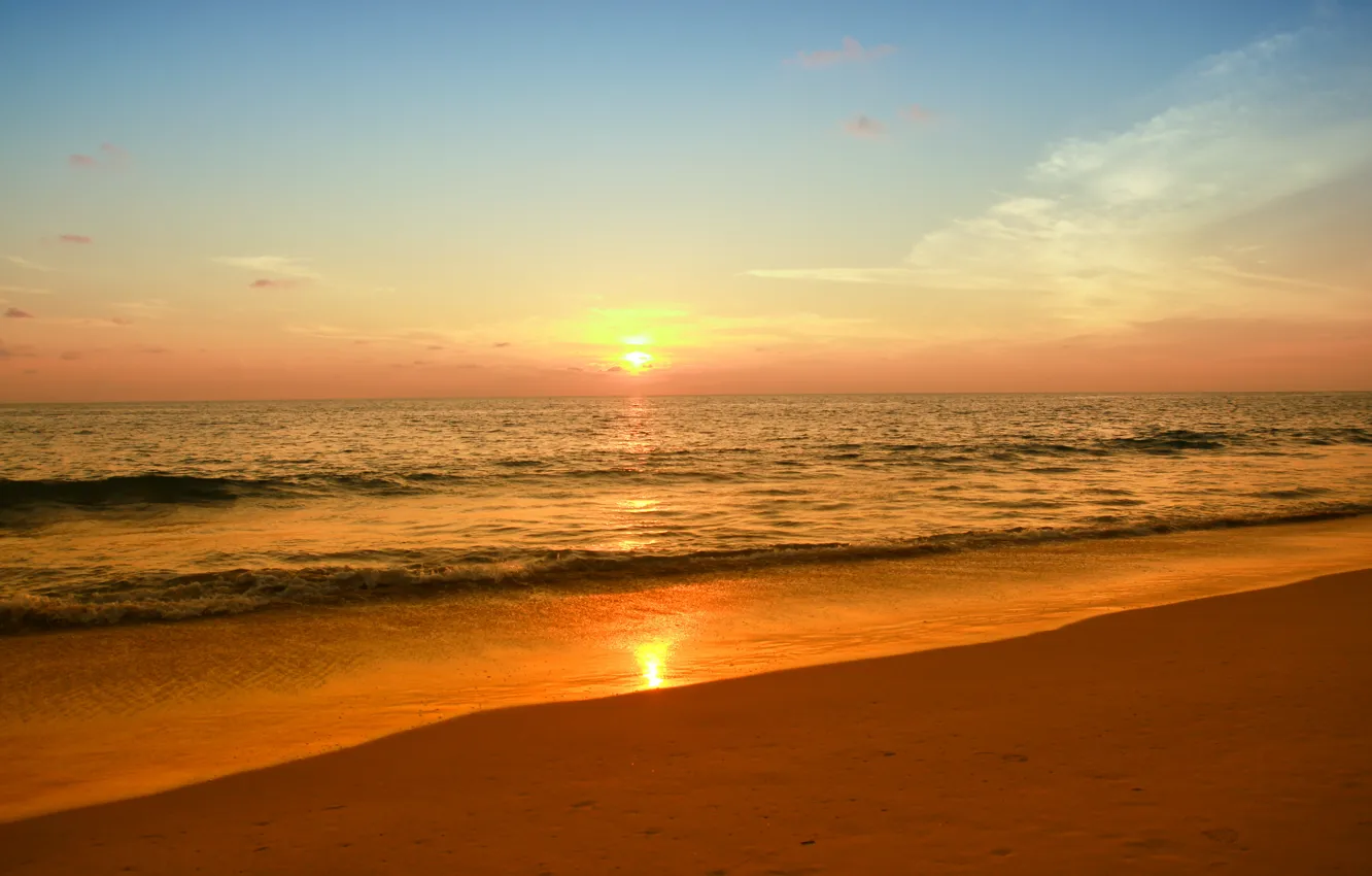 Фото обои песок, море, пляж, лето, небо, закат, summer, beach