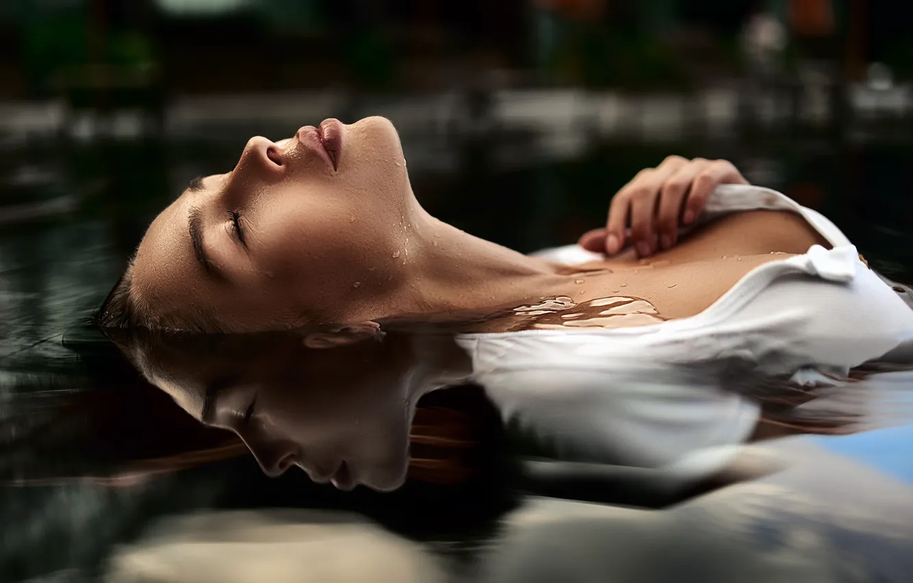 Фото обои грудь, девушка, Аня, в воде, Nikolay Novikov