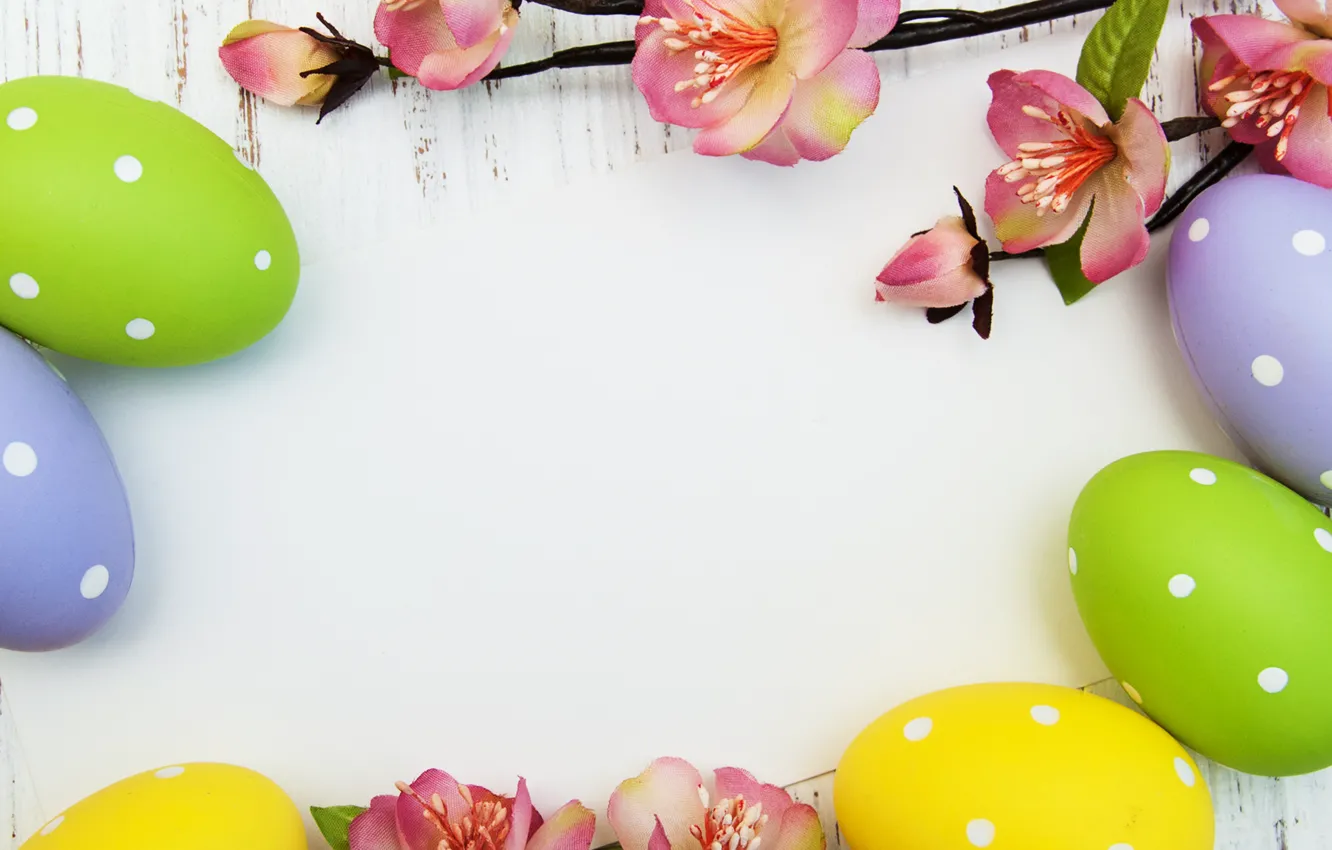 Фото обои цветы, яйца, Пасха, flowers, spring, Easter, eggs, card