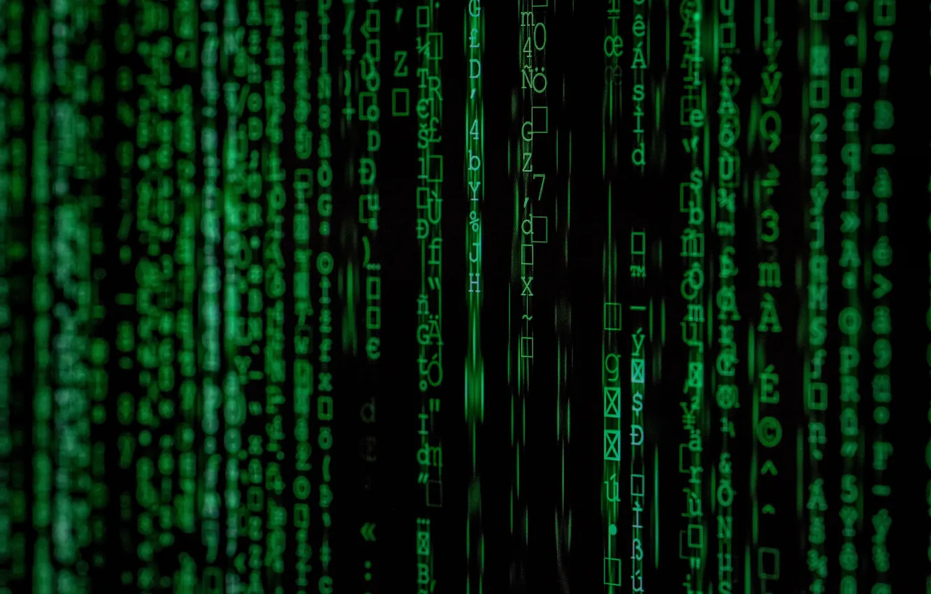 Фото обои art, letters, symbols, Matrix screen style