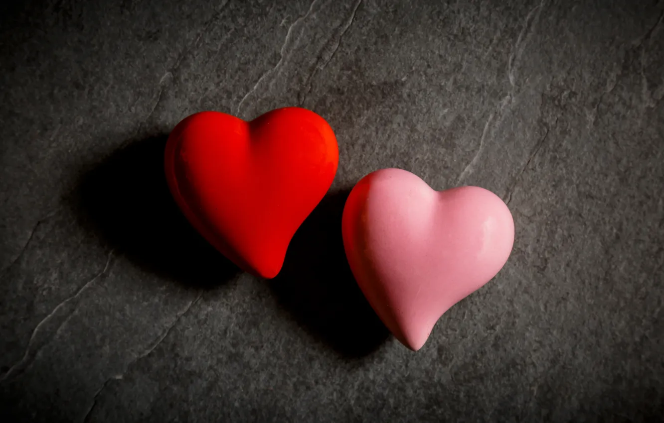 Фото обои макро, сердце, пара, сердечки