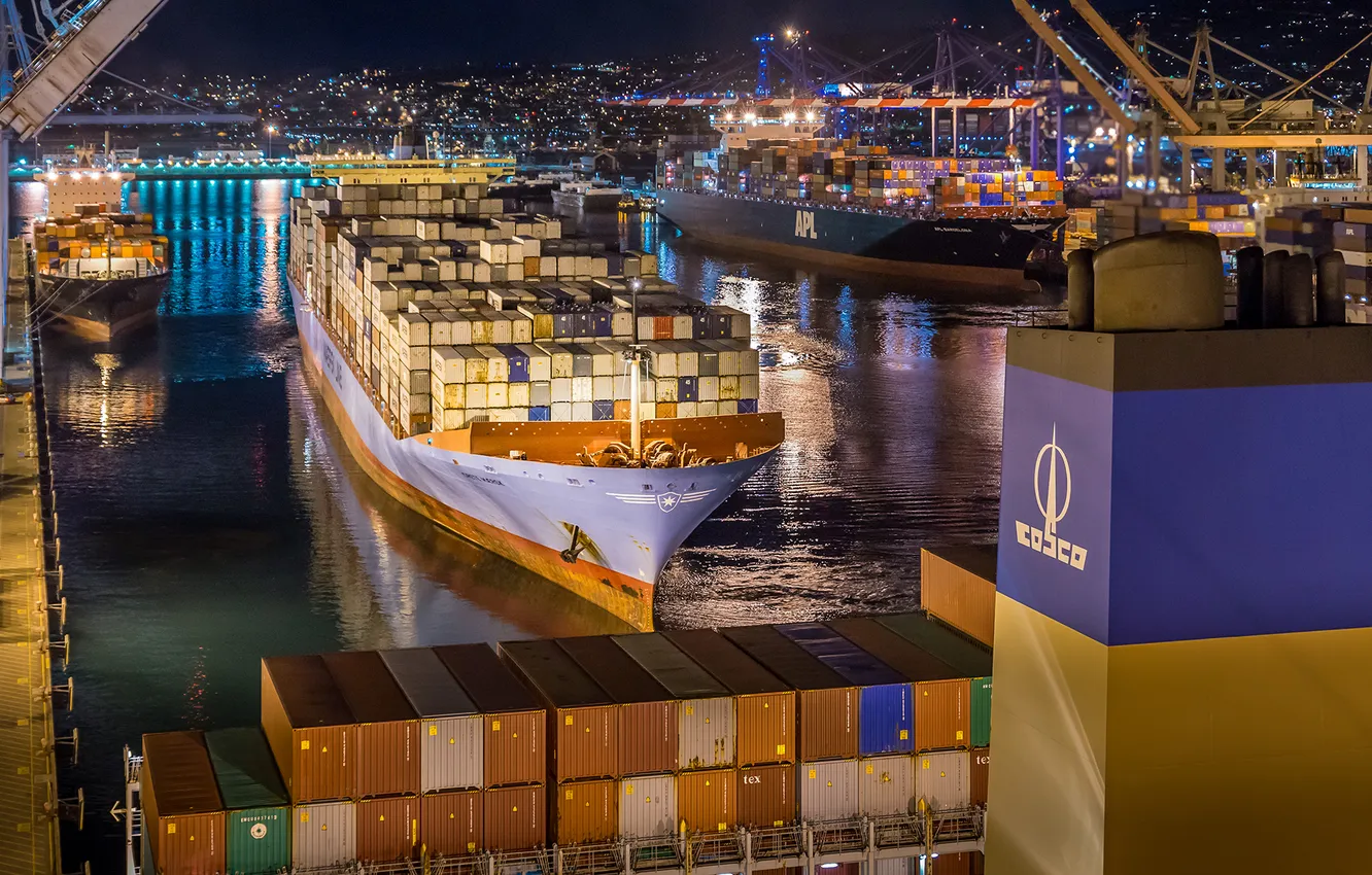 Фото обои ship, port, cargo