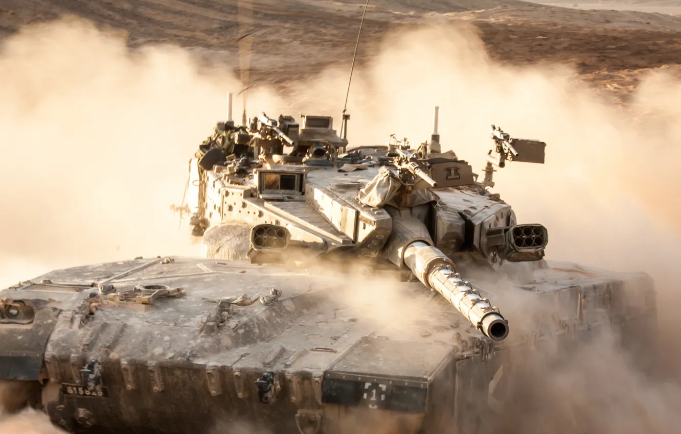 Фото обои пыль, танк, боевой, основной, Merkava, Израиля, «Меркава»