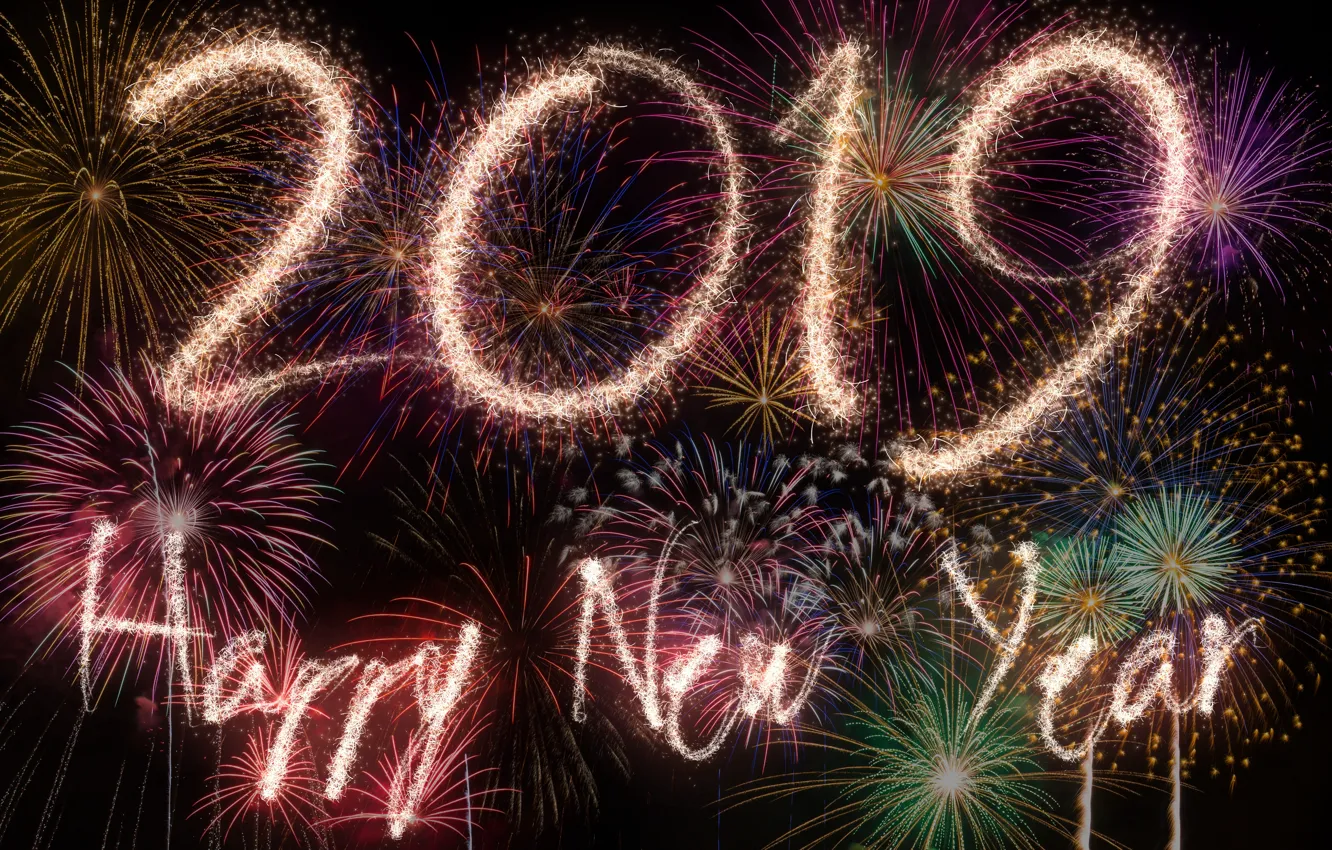 Фото обои ночь, огни, салют, colorful, Новый Год, happy, night, New Year