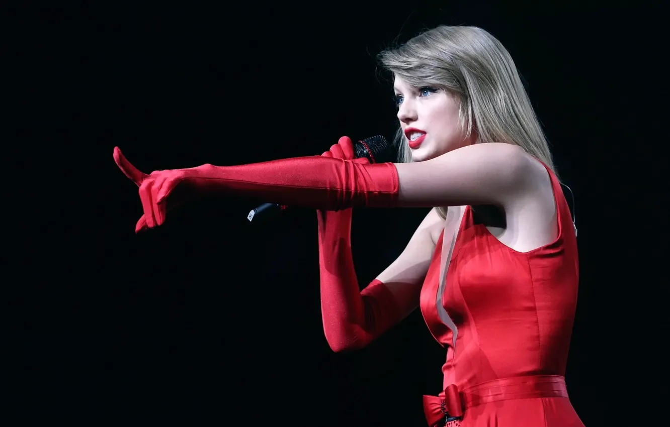 Фото обои певица, Taylor Swift, красное платье, жест, знаменитость, красивая девушка, country, кантри