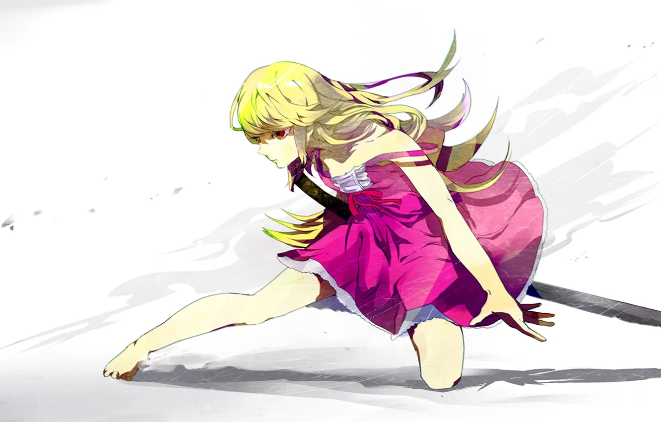 Фото обои Art, Anime, bakemonogatari, oshino shinobu, истории монстров, kissshot acerolaorion heartunderblade.