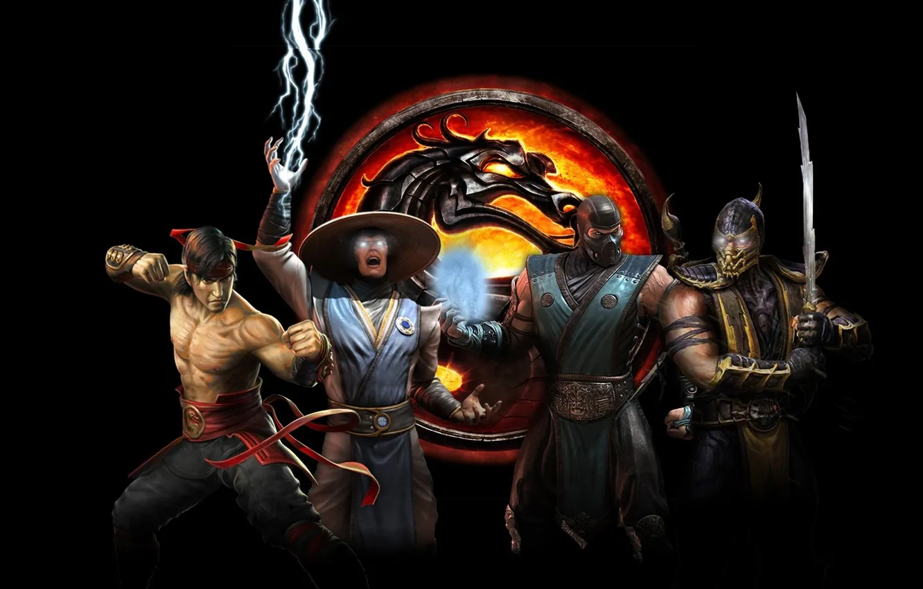 Фото обои Dragon, Logo, Mortal Kombat, Wallpaper, Game, Katana, Sword, Warriors