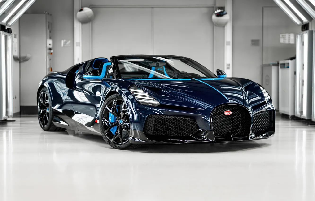 Фото обои Bugatti, Mistral, W16, Blue and Black