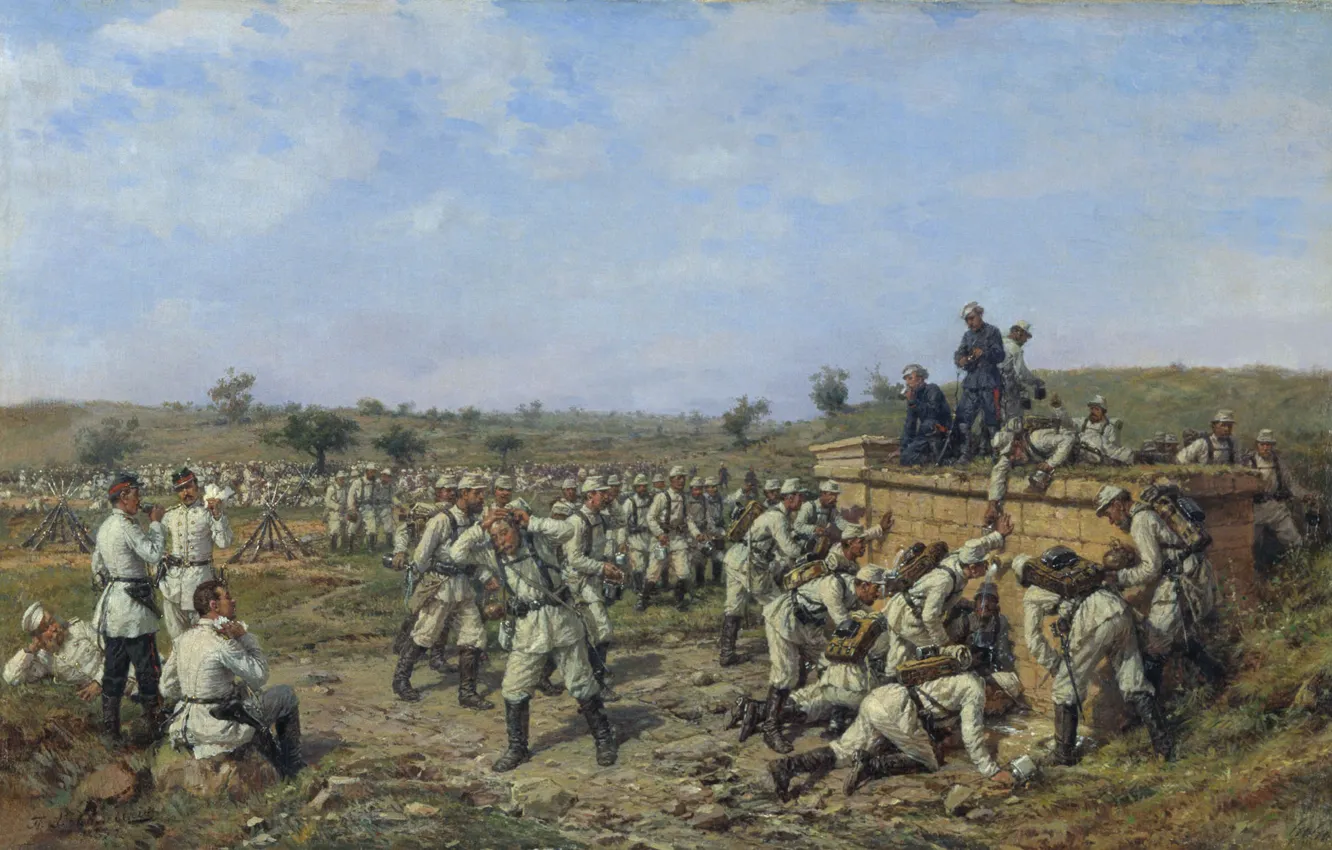 Фото обои Привал, 140-го пехотного Зарайского полка, Павел КОВАЛЕВСКИЙ, 35-й пехотной дивизии