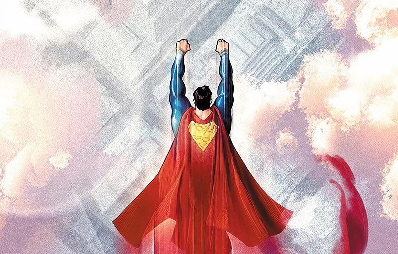 Обои город, герой, плащ, супермен, комикс, Superman, hero, Кларк Кент ...